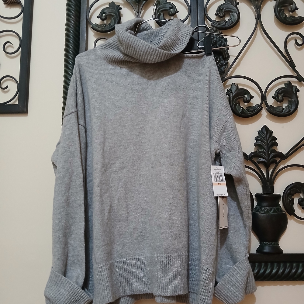 1. StateTurleneck/Shoulder Cut Long Sleeve Sweater Size 2XL for Women